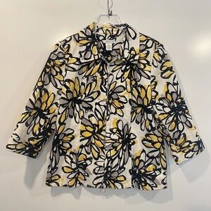 Laura Ashley Floral Print Full Zip Blazer Jacket Womens Size Medium (C)